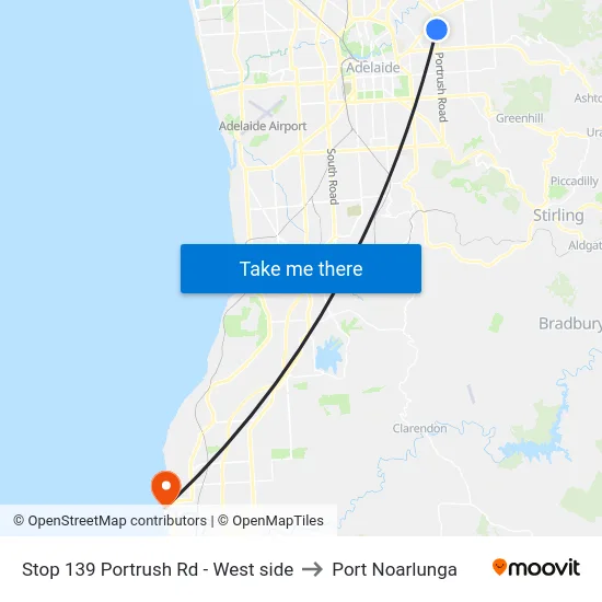 Stop 139 Portrush Rd - West side to Port Noarlunga map