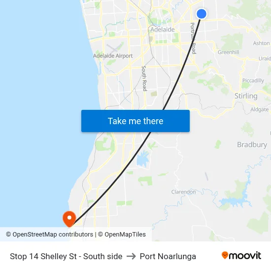 Stop 14 Shelley St - South side to Port Noarlunga map