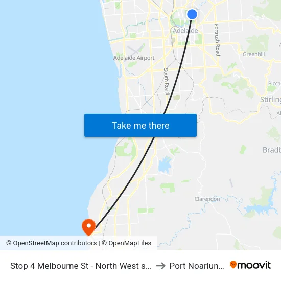 Stop 4 Melbourne St - North West side to Port Noarlunga map