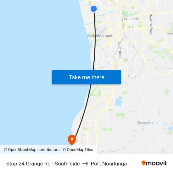 Stop 24 Grange Rd - South side to Port Noarlunga map