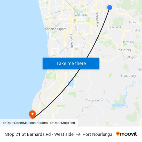Stop 21 St Bernards Rd - West side to Port Noarlunga map