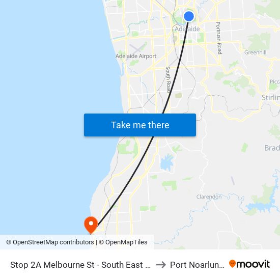 Stop 2A Melbourne St - South East side to Port Noarlunga map