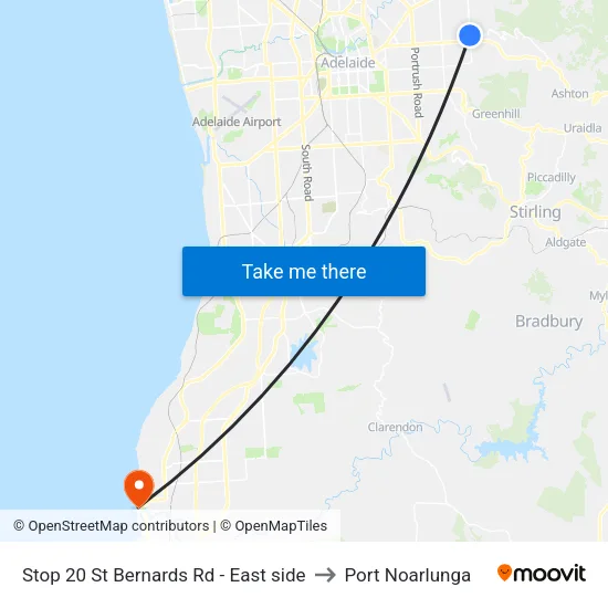 Stop 20 St Bernards Rd - East side to Port Noarlunga map