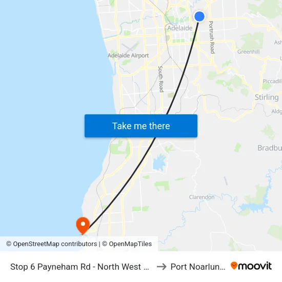 Stop 6 Payneham Rd - North West side to Port Noarlunga map