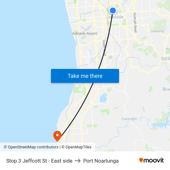 Stop 3 Jeffcott St - East side to Port Noarlunga map