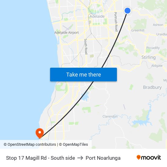 Stop 17 Magill Rd - South side to Port Noarlunga map