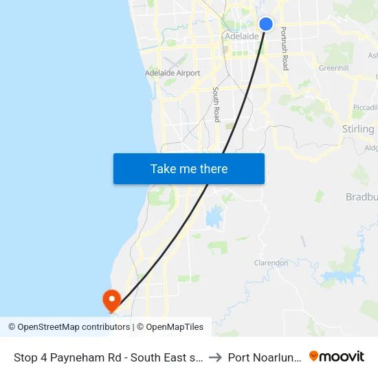 Stop 4 Payneham Rd - South East side to Port Noarlunga map