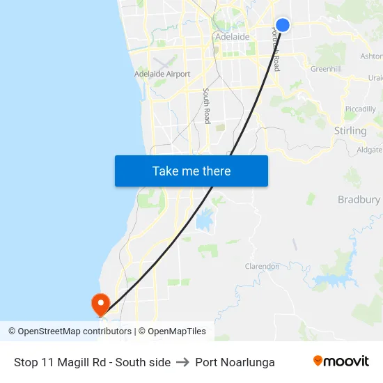 Stop 11 Magill Rd - South side to Port Noarlunga map