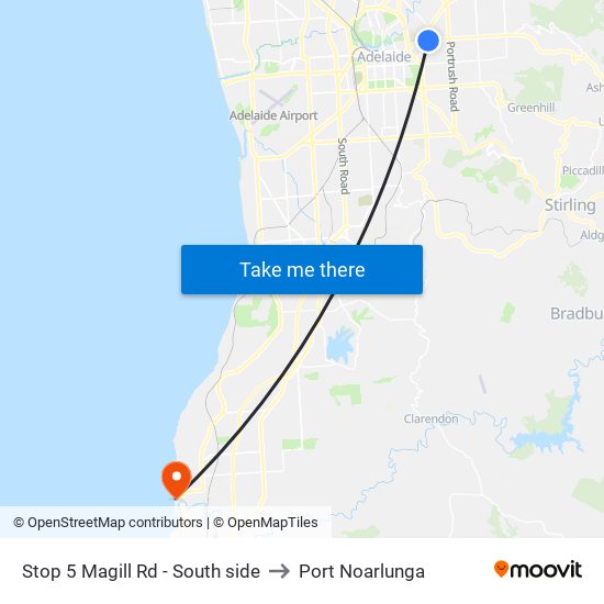 Stop 5 Magill Rd - South side to Port Noarlunga map