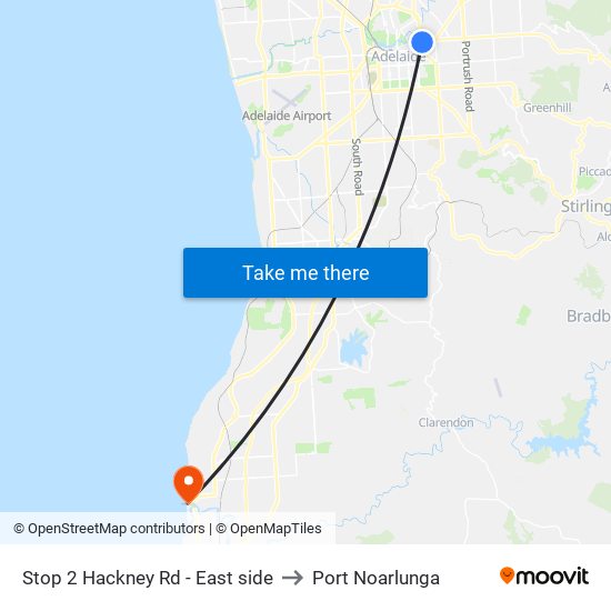 Stop 2 Hackney Rd - East side to Port Noarlunga map