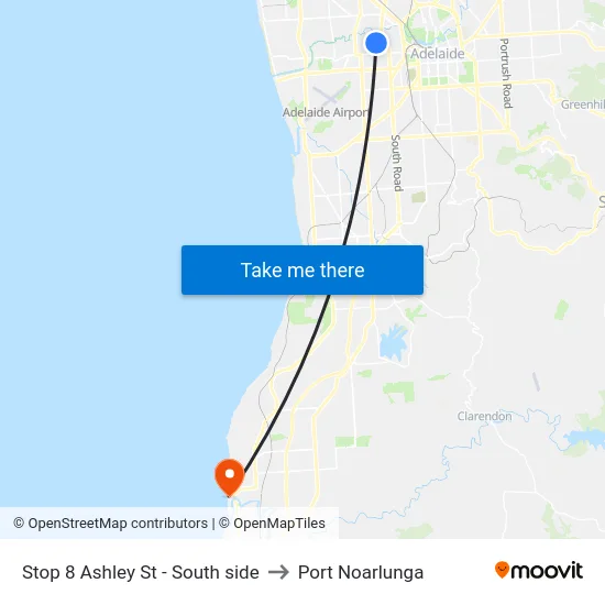 Stop 8 Ashley St - South side to Port Noarlunga map