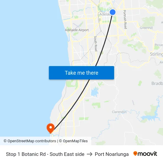 Stop 1 Botanic Rd - South East side to Port Noarlunga map