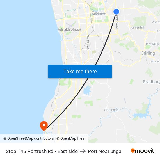 Stop 145 Portrush Rd - East side to Port Noarlunga map