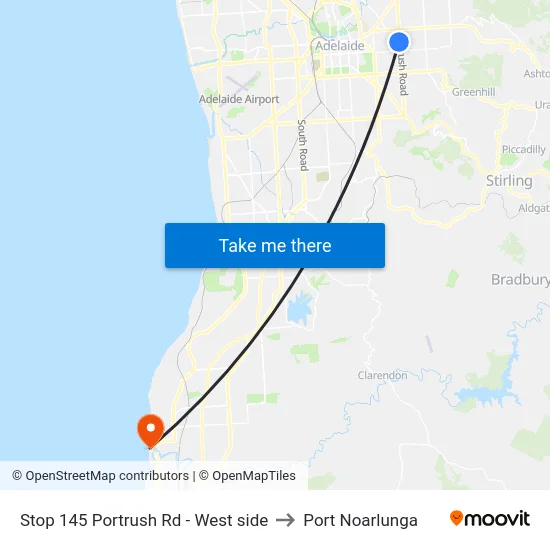 Stop 145 Portrush Rd - West side to Port Noarlunga map