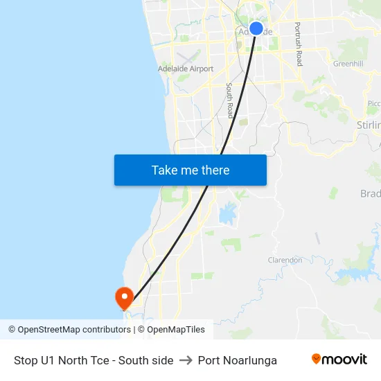 Stop U1 North Tce - South side to Port Noarlunga map