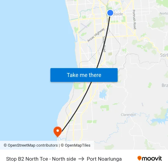 Stop B2 North Tce - North side to Port Noarlunga map
