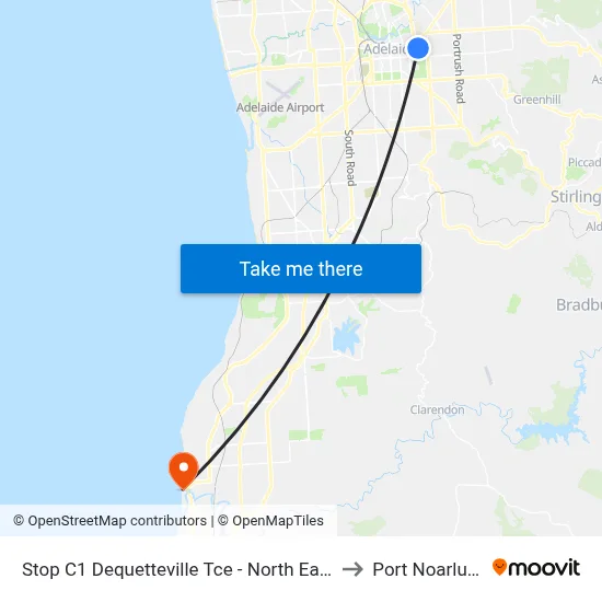 Stop C1 Dequetteville Tce - North East side to Port Noarlunga map