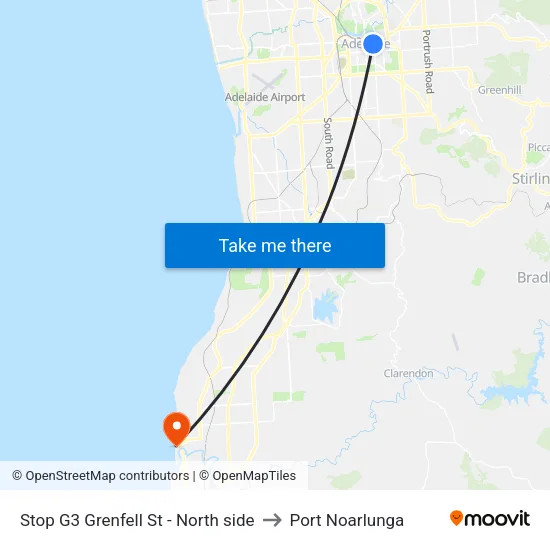 Stop G3 Grenfell St - North side to Port Noarlunga map