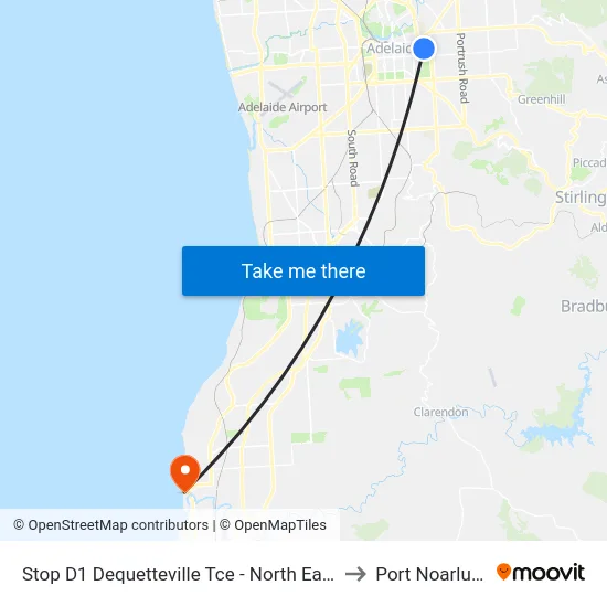 Stop D1 Dequetteville Tce - North East side to Port Noarlunga map