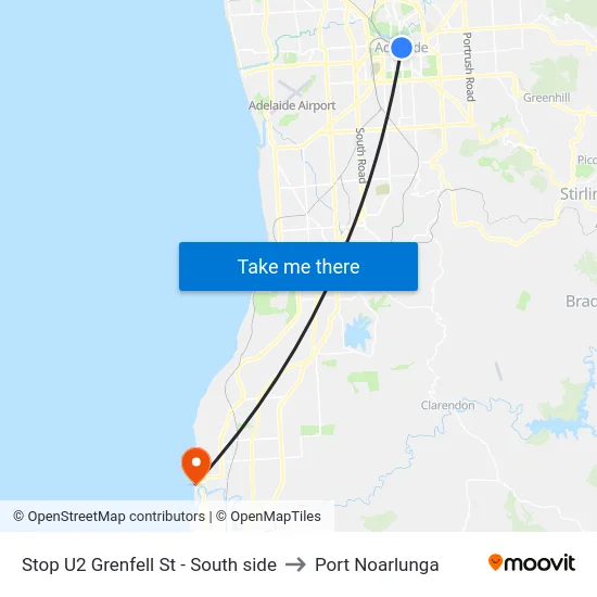 Stop U2 Grenfell St - South side to Port Noarlunga map