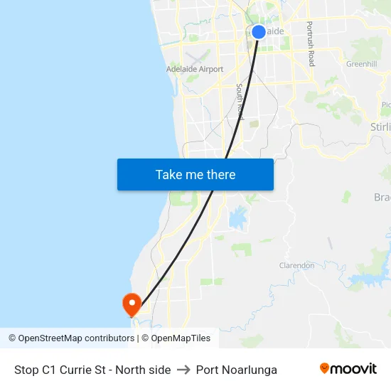 Stop C1 Currie St - North side to Port Noarlunga map
