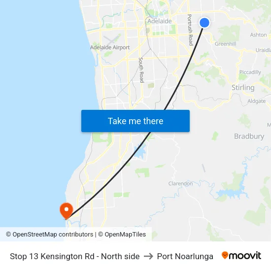 Stop 13 Kensington Rd - North side to Port Noarlunga map