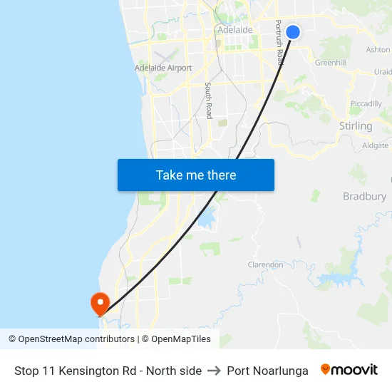 Stop 11 Kensington Rd - North side to Port Noarlunga map