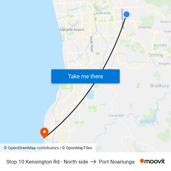 Stop 10 Kensington Rd - North side to Port Noarlunga map