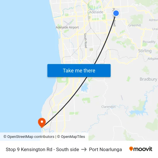 Stop 9 Kensington Rd - South side to Port Noarlunga map