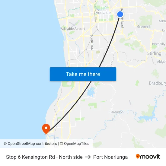 Stop 6 Kensington Rd - North side to Port Noarlunga map