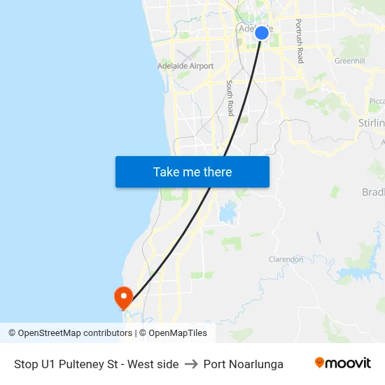 Stop U1 Pulteney St - West side to Port Noarlunga map