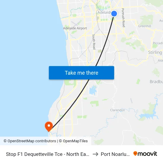 Stop F1 Dequetteville Tce - North East side to Port Noarlunga map