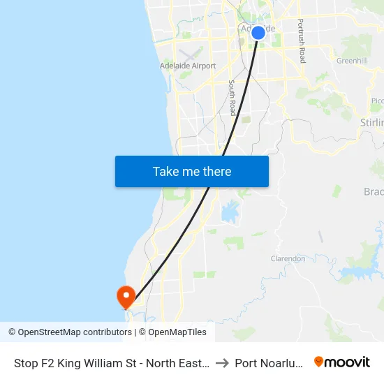 Stop F2 King William St - North East side to Port Noarlunga map