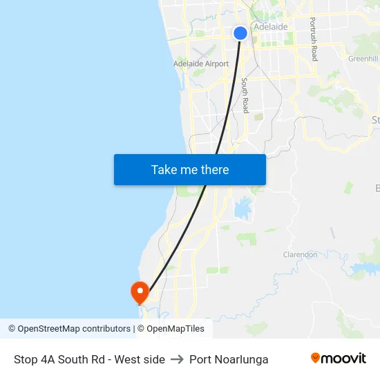 Stop 4A South Rd - West side to Port Noarlunga map