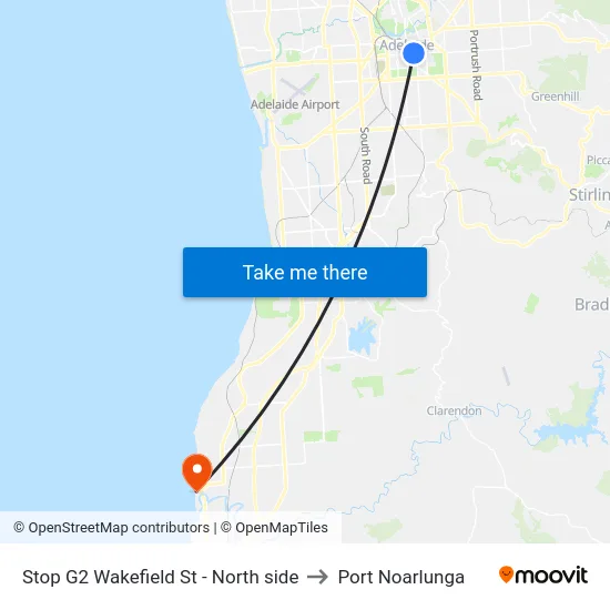Stop G2 Wakefield St - North side to Port Noarlunga map