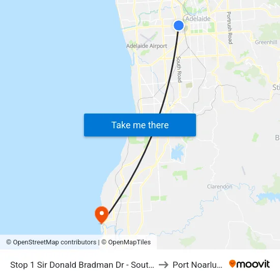 Stop 1 Sir Donald Bradman Dr - South side to Port Noarlunga map