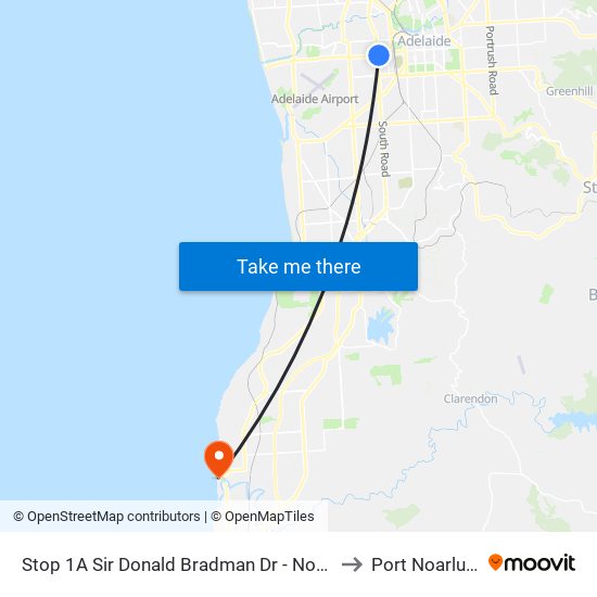 Stop 1A Sir Donald Bradman Dr - North side to Port Noarlunga map