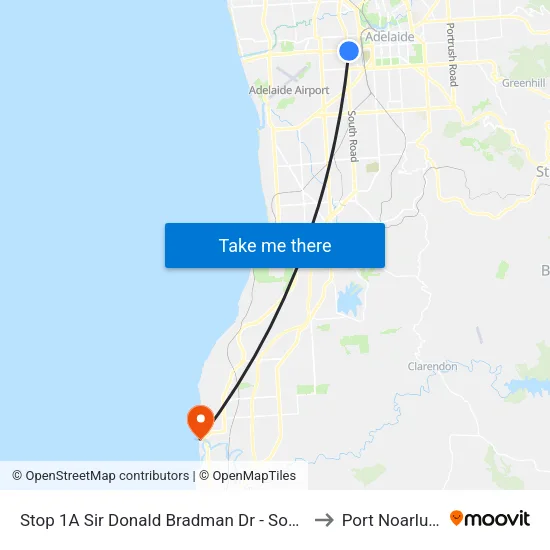 Stop 1A Sir Donald Bradman Dr - South side to Port Noarlunga map