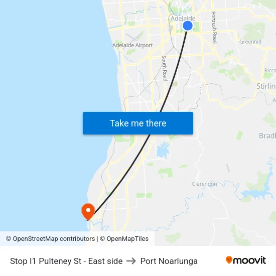Stop I1 Pulteney St - East side to Port Noarlunga map