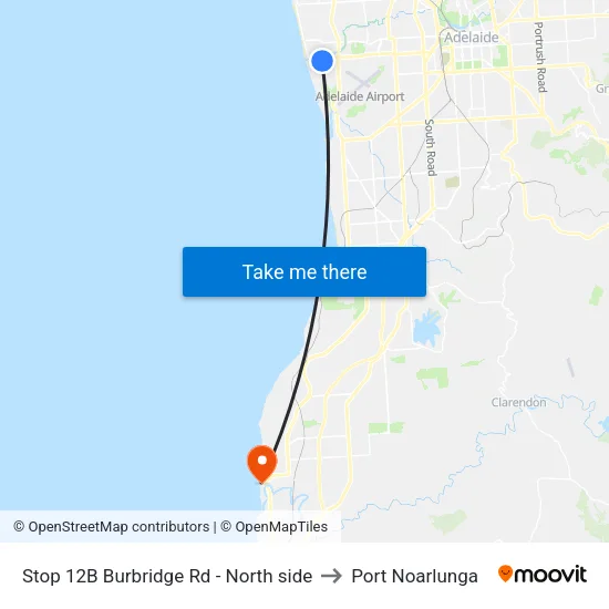 Stop 12B Burbridge Rd - North side to Port Noarlunga map