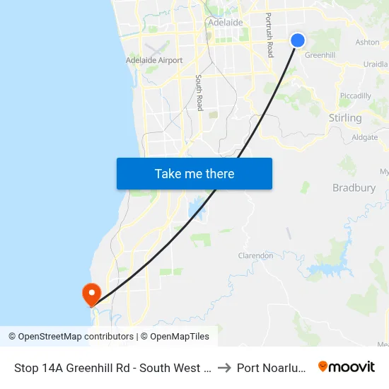 Stop 14A Greenhill Rd - South West side to Port Noarlunga map