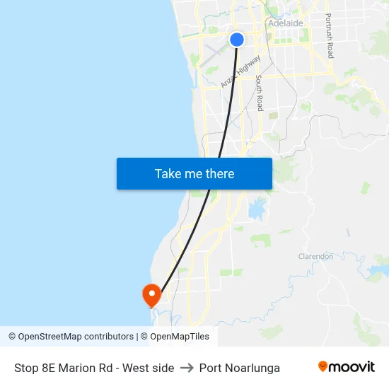 Stop 8E Marion Rd - West side to Port Noarlunga map