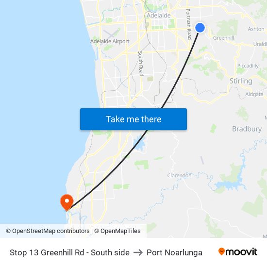 Stop 13 Greenhill Rd - South side to Port Noarlunga map