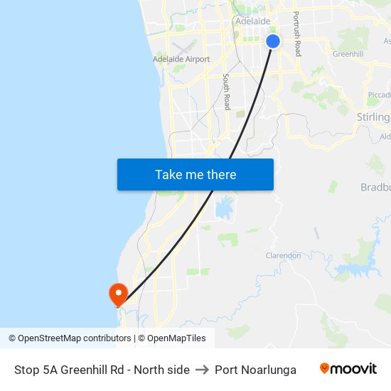 Stop 5A Greenhill Rd - North side to Port Noarlunga map