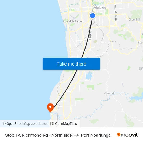 Stop 1A Richmond Rd - North side to Port Noarlunga map