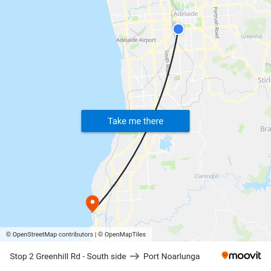 Stop 2 Greenhill Rd - South side to Port Noarlunga map