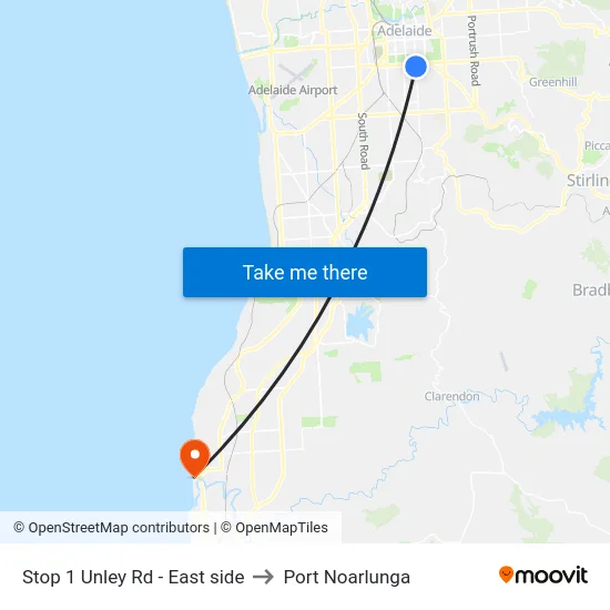 Stop 1 Unley Rd - East side to Port Noarlunga map