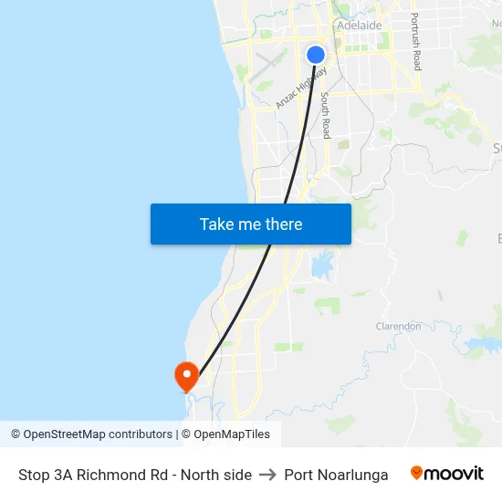Stop 3A Richmond Rd - North side to Port Noarlunga map