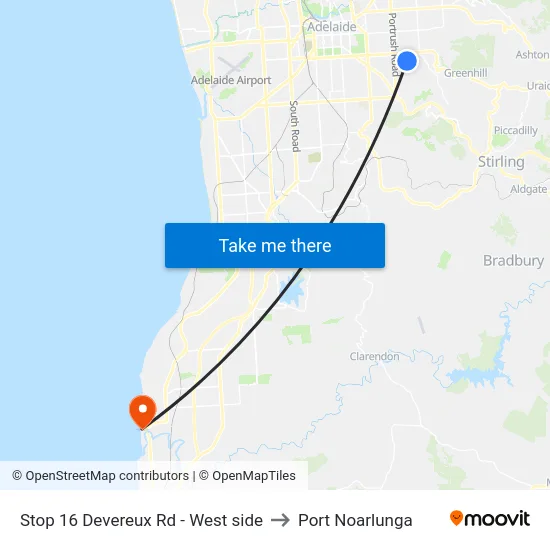 Stop 16 Devereux Rd - West side to Port Noarlunga map