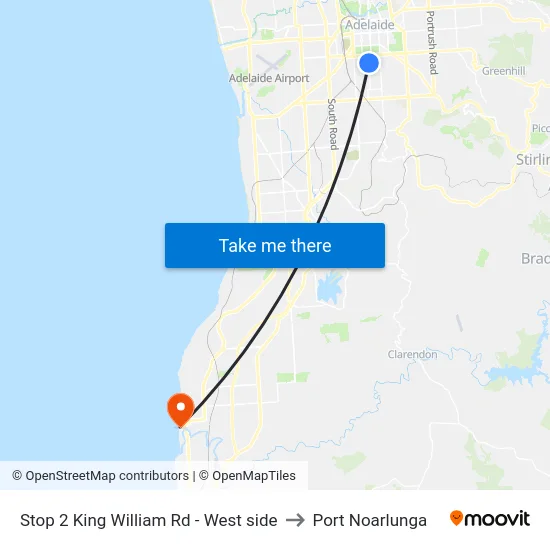 Stop 2 King William Rd - West side to Port Noarlunga map